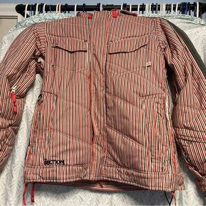 Section division Striped Jacket - Red, White and black